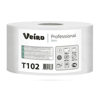 Туалетная бумага  200м  Veiro Professional  Basic  (Система Т2)  (6)