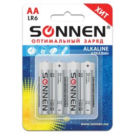 Батарейка  Sonnen  AA, LR06,  Alkaline  4 шт/упак. в  блистере