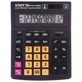 Калькулятор  настольный  STAFF PLUS  STF-333-BKRG 12 раз. (000) 200*154мм, черно-оранжевый