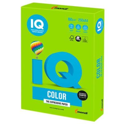 Бумага  А4  160г/м2, IQ color, интенсив Зеленая 250л