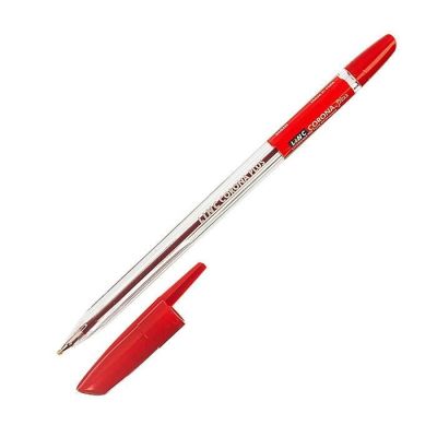 Ручка шар.  Linc Corona Plus  красная, 0.7мм, прозр.корп. (50)