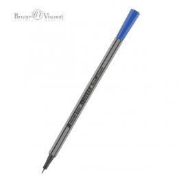 Ручка капиллярная Bruno Visconti Basic 0.4мм, синяя, мет.нак., шестигр.корпус