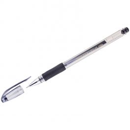 Ручка гел.  Crown  0,7мм  черная, игольчатый стержень, рез.упор, со штр-к (12)