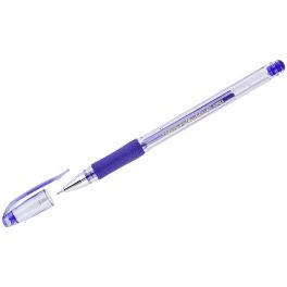 Ручка гел.  Crown  0,7мм  синяя, игольчатый стержень, рез.упор, со штр-к (12)