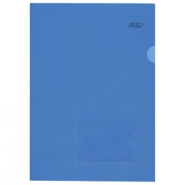 Папка - уголок  .А4 Hatber, Синяя 180мкм с карманом для визитки (20)
