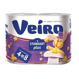Туалетная бумага 2-х слойная Veiro Standart Plus (4шт/уп*30м) (10)
