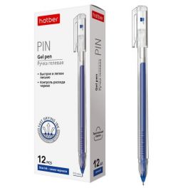 Ручка гел.  Hatber Pin, синяя 0.5мм, трехгранн.корп., быстросохнущие чернила (12)