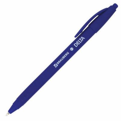 Ручка шар. автом. на масл основе Brauberg Delta  синяя  0.7/0.5мм, покрытие soft-touch (12)