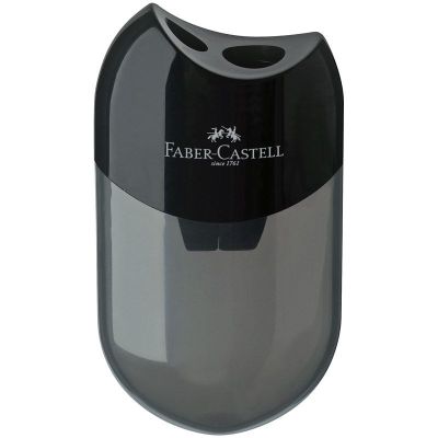 Точилка  пласт. с контейнером  2 отв. Faber-Castell, черная (12)