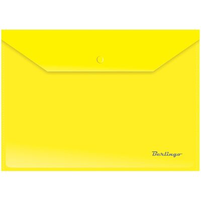 Папка конверт на кнопке  А4  Berlingo/Hatber, 180мкм, желтая (10)