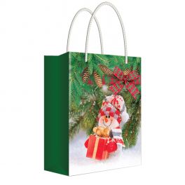 Пакет  бумаж/лам  11*13,5*6см, Русский дизайн Снеговик с подарком (10)