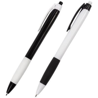 Ручка шар. автом. Brauberg Black&White Blank, синяя 0.7мм, корпус белый с черным, рез.держ. (12)