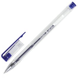 Ручка гел.  STAFF Basic  синяя 0.5/0.35мм, корпус прозрачный, хром.детали (50)