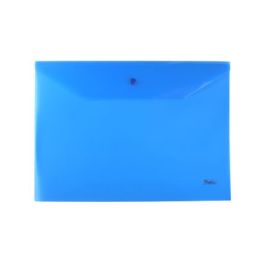 Папка конверт на кнопке  А4  Hatber, 180мкм  Синяя (10/100)