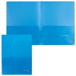 Папка - уголок  2 кармана  Brauberg, синяя 0.18мм (15)