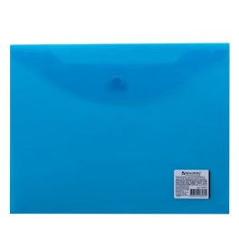 Папка конверт на кнопке  А5  Brauberg, прозрачная Синяя 0.15мм, 240*190мм
