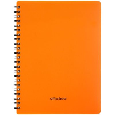 Тетрадь  А5  48л кл.  гребень OfficeSpace «Neon», оранжевая пластиковая обложка