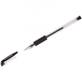 Ручка гел.  OfficeSpace  черная 0.5мм, прозр.корпус, рез.держ. (12)