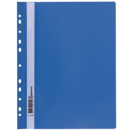 Папка - скоросшиватель с проз.верхом А4  .с Перфорацией Brauberg, синяя 140/180мкм (10/400)
