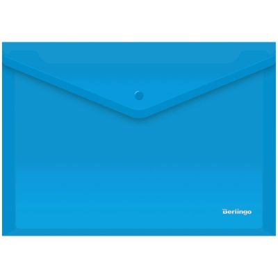 Папка конверт на кнопке  А4  Berlingo/Hatber, 180мкм, синяя (10)