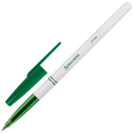 Ручка шар.  Brauberg Офисная, зеленая 1.0мм (24)
