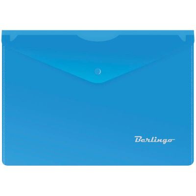Папка конверт на кнопке  А5+  Berlingo, 180мкм синяя  (10)