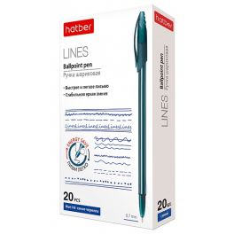 Ручка шар. масл. Hatber Lines,  синяя 0.7мм  (20)