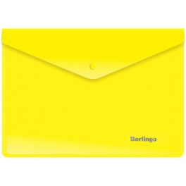 Папка конверт на кнопке  А5+  Berlingo, 180мкм желтая  (10)