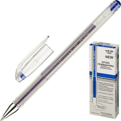 Ручка гел.  Crown  0,5мм  -синяя, со штр-к (12/144)