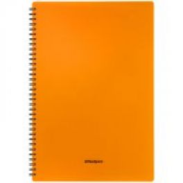 Тетрадь  А4  гребень, пласт/обл. 48л кл OfficeSpace «Neon» Оранжевая, Пластик