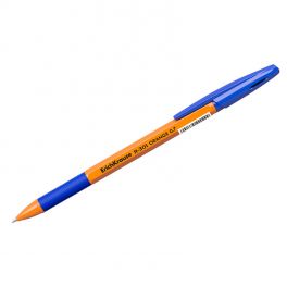 Ручка шар.  Erich Krause R-301 Orange, синяя, грип,  0.7мм, корпус оранжевый (50)