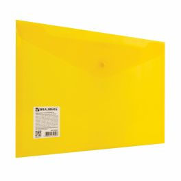 Папка конверт на кнопке  А4  Brauberg, прозрачная желтая 0.18мм, до 100 листов (10/120)