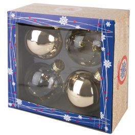 Набор стеклянных шаров  Золотой мультиколор,  4шт.60мм, подар/коробка