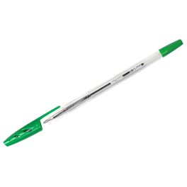 Ручка шар.  Berlingo Tribace, зеленая 1.0мм, корпус прозрачный (50)
