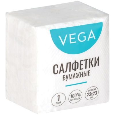 Салфетки бумажные Vega 23*23, 1слой, 80шт/уп