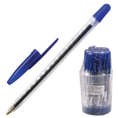 Ручка шар. масл. Стамм 555, синяя 0.7мм, корп.прозр. (50)