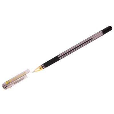 Ручка шар.  MC-Gold  0.7мм черная, рез.держ. со ш/к, к/у (12)