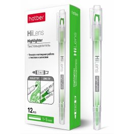 Т/выделитель  Hatber  Hi-Lens 1/5мм  зеленый  двухсторонний  (12)