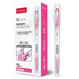 Т/выделитель  Hatber  Hi-Lens 1/5мм  розовый   двухсторонний  (12)