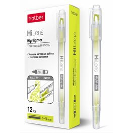Т/выделитель  Hatber  Hi-Lens 1/5мм  желтый   двухсторонний  (12)