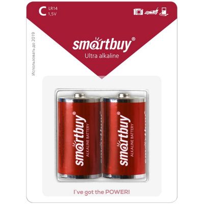Батарейка  SmartBuy C  LR14, алкалиновая (2)
