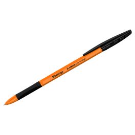 Ручка шар.  Berlingo Tribace grip orange, черная  0.7мм, корпус прозрачный (50)