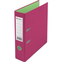 Регистратор  75мм  PVC LAMARK, 2-х цвет., розов/зеленый, карман, метал. окантовка