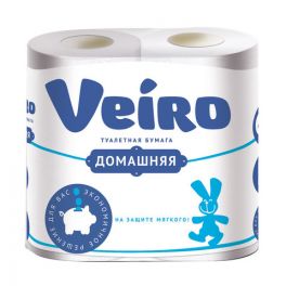 Туалетная бумага 2-х слойная Veiro Домашняя (4шт/уп*15м), белая (12)