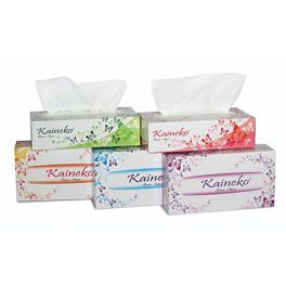 Салфетки бумажные 2-х слойные, Kaineko Цветы/Волна, 200шт/коробка (5/60)