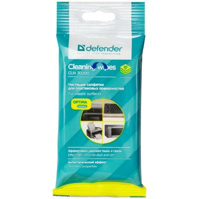 Салфетки чистящие влажные д/пласт.поверх. ( 20шт) Defender, мягк/уп (38)
