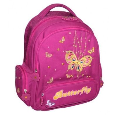 Рюкзак шк. Golden Butterfly, 38*30*20, 1 отд, 3 кармана, розовый
