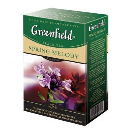 Чай Greenfield  Spring Melody, мелодия весны, черный с чабрецом, 100 пакетиков в конвертах по 1,5г