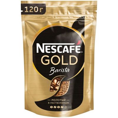 Кофе растворимый Nescafe Gold Barista, сублимиров,  120гр.мягкая упак.(12)