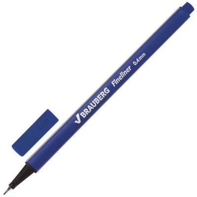Ручка капиллярная Brauberg  Aero 0.4мм, синяя, мет.нак., трехгр.корпус (12)
